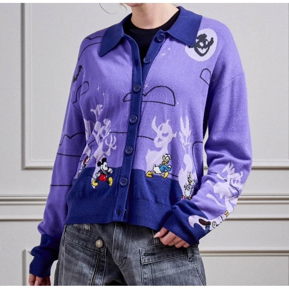 Disney Mickey & Friends Halloween Parade Womens‎ Glow-in-The-Dark Large Cardigan